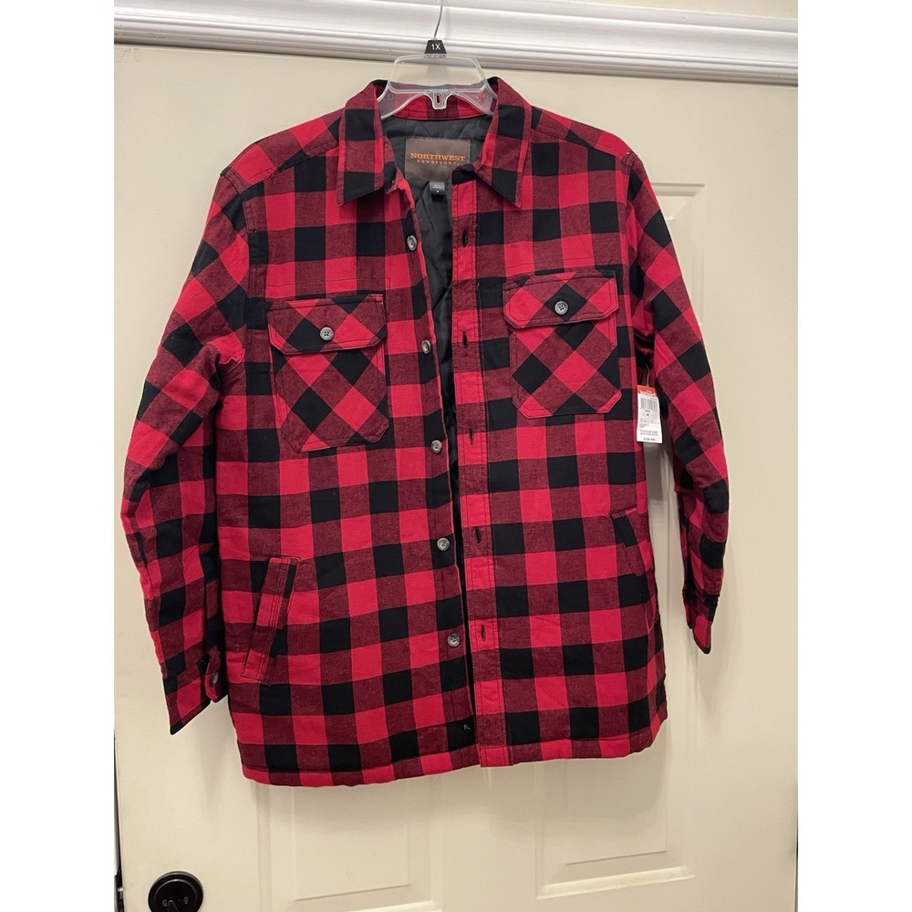 Flannel Jacket Quilted Men's Size Medium Northwest‎ Territory VTG Red Plaid coat